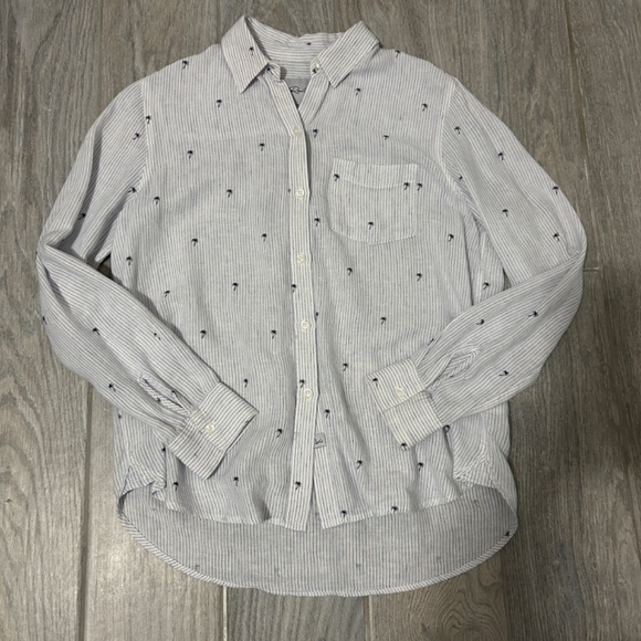 Women's Rails Charlie Mini Palms Royal Blue Stripe Shirt - XS - Picture 2 of 11